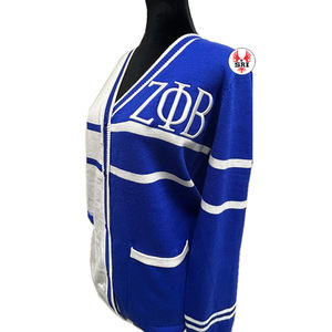 Cárdigans Acrílicos Bordados de la Hermandad Zeta Phi Beta para Mujer |   Suéter Cárdigan de Lana Bordado Personalizado para Mujer de la Hermandad ZPB - Product Image 3