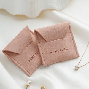 PandaSew High Quality Luxury 1.4mm <b>Thick</b> Microfiber <b>Ring</b> Necklace Earrings Gift Packaging Jewelry Pouch with Custom Logo - Product Image 3