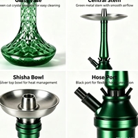 Chicha Mini Européenne de 19 Pouces en Aluminium et Verre, Style Russe, avec Tuyau, Plateau, Pinces, Boîte Cadeau Portable et Accessoires