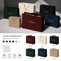 Sacs Shopping en Papier Rouge Profond Écologiques et Imperméables avec Logo Doré, Emballage Cadeau de Luxe avec Poignée Perforée pour Articles Haut de Gamme