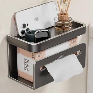 กล่องใส่กระดาษทิชชู่ติดผนังสีเทากันเมทัลไม่ต้องเจาะ ที่ใส่กระดาษชำระในห้องน้ำ ที่เก็บของในห้องน้ำ รูปทรงสี่เหลี่ยมผืนผ้า กันน้ำอเนกประสงค์ - Product Image 5