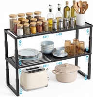 Nouveaux organisateurs d'étagères de placard réglables en hauteur, extensibles et extensibles, étagères de comptoir de cuisine, supports à épices empilables pour garde-manger