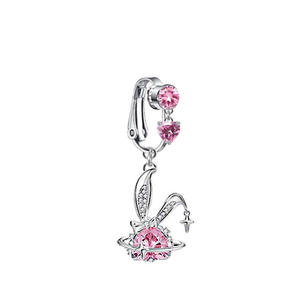 Anneaux de <span class=keywords><strong>nombril</strong></span> à faux clip en cristal rose planètes lapin étoile non <span class=keywords><strong>piercing</strong></span> anneau de ventre en forme de coeur rose - Product Image 2