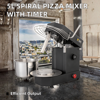 Nouveau Pétrin Spirale pour Pâte à Pizza 5L 0,2-2kg avec Bol Amovible, Minuteur, 10 Vitesses, 370W/750W, Usage Domestique