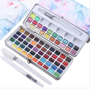 72 Colors Best Selling Easy Watercolor Painting Kit Pan Set Artist Drawing Water Color Paints Canvas Paper with Brush for Kids