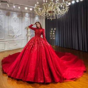 Jancember Ns4439 Hot Sale Luxury Puffy Dress 2023 Ladies Bridal Prom Red Dream Trailing Wedding Dresses Ball Gown