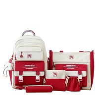 Ensemble de 5 sacs à dos scolaires pour filles, grande capacité, sac à dos décontracté pour étudiantes, sac à dos de campus avec sac fourre-tout
