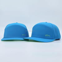 Casquette Snapback personnalisable vierge à 6 panneaux en polyester, casquette de golf perforée découpée au laser, patch PVC imperméable haute performance