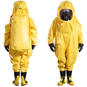 Combinaison de protection chimique jaune/rouge robuste et étanche aux gaz avec sac de transport SCBA pour opérations anti-incendie et produits chimiques dangereux - Product Image 3