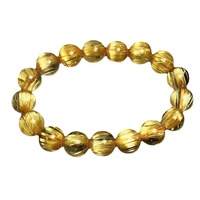 Bracelet en quartz rutilé doré naturel 10 mm, bracelet de guérison en cristal pour femmes, vente en gros, bijoux en pierre énergétique, cadeau