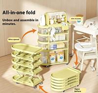 Faltbarer Mehrstöckiger Baby-Rollwagen mit Transparenter Staubschutzabdeckung für Kinderzimmer-Spielzeug, Haushalt, Schlafzimmer und Kleinteile-Regal
