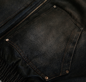 เสื้อแจ็คเก็ตผ้าฝ้ายมีฮู้ดสำหรับผู้ชายฤดูหนาวสไตล์อเมริกันหลวมๆอินเทรนด์กระเป๋าเสื้อโค้ตผ้าฝ้ายเดนิมตกแต่ง - Product Image 3