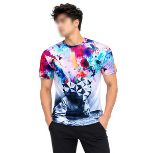 T-shirts pour hommes à col rond, logo frontal, sublimation, manches courtes, séchage rapide, design tendance, prix abordable - Product Image 1