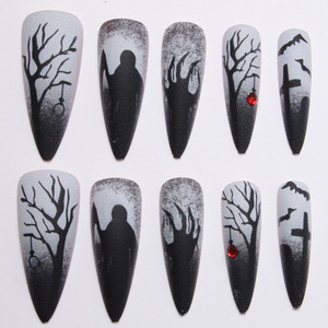 Venta al por Mayor de Fábrica, Uñas Postizas de Halloween Estilo Europeo y Americano, Serie Diablo Hechas a Mano, Estilo Spice Girls, Uñas Largas para Manicura, Estilo INS - Product Image 2