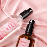 Flacon cosmétique transparent ambré de 100 ml à épaule ronde avec pompe à lotion/pompe à brume fine et capuchon anti-poussière noir