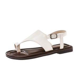 2026 New Niche Toe Loop Roman Sandals For Women, Vacation Flat <b>Beach</b> <b>Shoes</b> Matching Dress Casual Summer Slides - Product Image 5