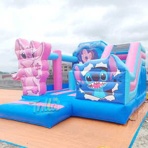 <span class=keywords><strong>Château</strong></span> gonflable Stitch pour enfants, <span class=keywords><strong>château</strong></span> gonflable <span class=keywords><strong>bleu</strong></span> avec toboggan combiné, sauteur en PVC - Product Image 4
