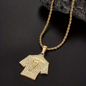 2026 नए डिजाइन फैशन स्पोर्ट्स गहने एक्सेसरी कार्ड हिप हॉप गहने धातु सोना प्लेटेड डायमंड जर्सी पेलेंट हार - Product Image 6