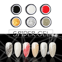 HS Factory Private Label 6 Warna 10ml Gel Spider untuk Menggambar Garis, Gel UV Soak Off untuk Melukis Kuku, Cat Kuku Gel UV untuk Seni Kuku