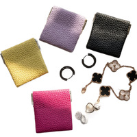 Sac Organisateur de Bijoux Personnalisé en Cuir Végétalien Mini pour Boucles d'Oreilles et Bagues, Pochette Portable pour Monnaie, Sac Simple pour Dés de Mahjong