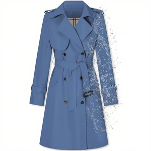 Trench <span class=keywords><strong>lungo</strong></span> oversize da <span class=keywords><strong>donna</strong></span> doppio petto con risvolto doppio strato antivento <span class=keywords><strong>impermeabile</strong></span> <span class=keywords><strong>impermeabile</strong></span> e caldo soprabito con cintura - Product Image 3