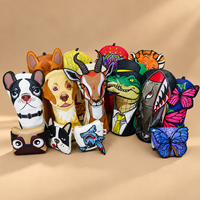 Housse de tête de club de golf personnalisée et amusante, motif animal, pour driver, bois et putter, en cuir PU, OEM ODM, accessoires de golf personnalisés