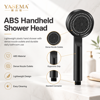 Pommeau de douche à main en ABS noir, en plastique, avec raccord fileté standard, vente en gros d'usine, OEM, ODM
