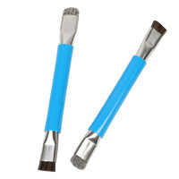 Dr. Cepillo gigante antiestático de doble cabezal con cerdas de jabalí, cerdas duras azules, pequeño, para reparación de teléfonos móviles, limpieza de circuitos, almohadillas de soldadura, IC