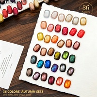 Ensemble de 36 couleurs de gel à ongles effet œil de chat sans TPO ni HEMA, couleurs automne-hiver or, rouge vin, ambre, marron, gel à ongles UV LED à retirer par trempage