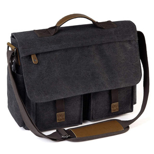 Water-resistant Canvas Shoulder <b>Bag</b> <b>Briefcase</b> for Work College Travel Vintage Messenger <b>Bag</b> for Men <b>Laptop</b> - Product Image 1
