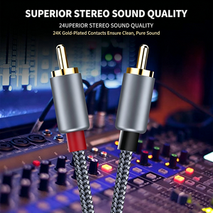 Câble d'interconnexion stéréo sans perte 2 RCA plaqué or 24 carats, anti-bruit, pour moniteur, projecteur, <span class=keywords><strong>lecteur</strong></span> <span class=keywords><strong>CD</strong></span>, audiophile Hi-Fi - Product Image 3