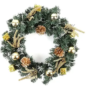 30CM Pine Needle Wreath Garland With LED Light For Home Wall Decor Christmas Wreath Garland Christmas Decorations Garland