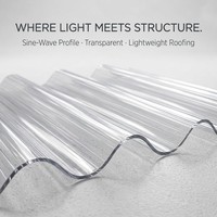 Tôle de polycarbonate ondulée OEM 1,5 mm 2 mm IBR, transparente, verte teintée, sur mesure, pour toiture