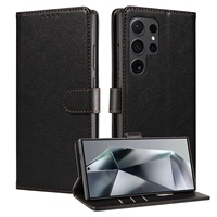 Étui de protection pour téléphone portable S26 Ultra en PU+TPU, design uni, avec support magnétique