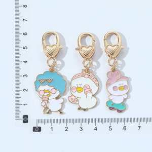 时尚包魅力金属钥匙扣鸭黄快乐鸭钥匙扣水晶水钻钥匙扣女孩礼品可爱橡皮鸭钥匙扣 - Product Image 6