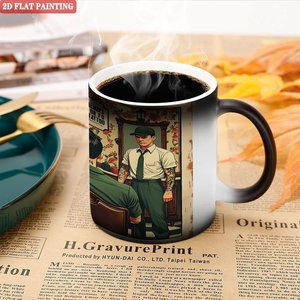 Heat Sensitive Color Changing <b>Ceramic</b> <b>Mug</b> 11oz Frosted Black Blank Cup For Coffee Tea - Product Image 5