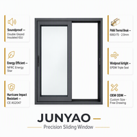 Fenêtre coulissante JUNYAO pour cuisine et restaurant, à rupture de pont thermique, Low-E, insonorisée, certifiée Energy Star, extérieure, NFRC AS2047 CE, personnalisable OEM