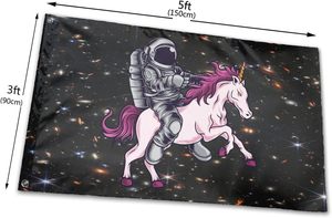 Bandera <span class=keywords><strong>de</strong></span> Astronauta <span class=keywords><strong>Unicornio</strong></span> 3x5 pies para Exterior e Interior con Ojales, Pancarta Decorativa para Jardín y Patio - Product Image 3