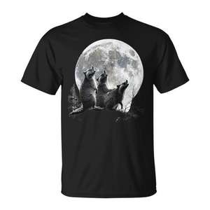 Camiseta con gráfico de mapaches lindos que ronquen al luna, camiseta unisex para adultos, manga corta, cuello redondo, impresión digital - Product Image 1
