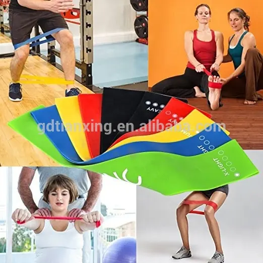 Bandes d'exercice à Logo personnalisé, ensemble de 5 bandes élastiques de résistance aux hanches en Latex, bande de Fitness, Gym, Yoga, butin