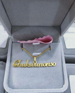 Personalizzato su misura di modo clavicola catena privato personalizzata in acciaio inox Cinese e Inglese nome collana femminile - Product Image 2