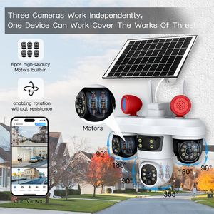 Cámara CCTV inalámbrica 4G IP 3 lentes 3 pantallas 12MP HD Red exterior PTZ Seguridad CMOS Tarjeta SD Almacenamiento DE DATOS Estilo reflector - Product Image 2