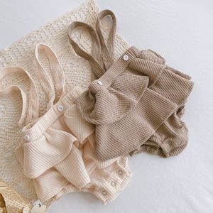 ชุดรอมเปอร์เด็กผู้หญิง P108044 0-2 ปี รุ่นฤดูใบไม้ผลิ สายเดี่ยวระบายชั้น 2 แบบใบบัว ชุดจั๊มสูทเด็กทารกและเด็กวัยหัดเดิน - Product Image 2