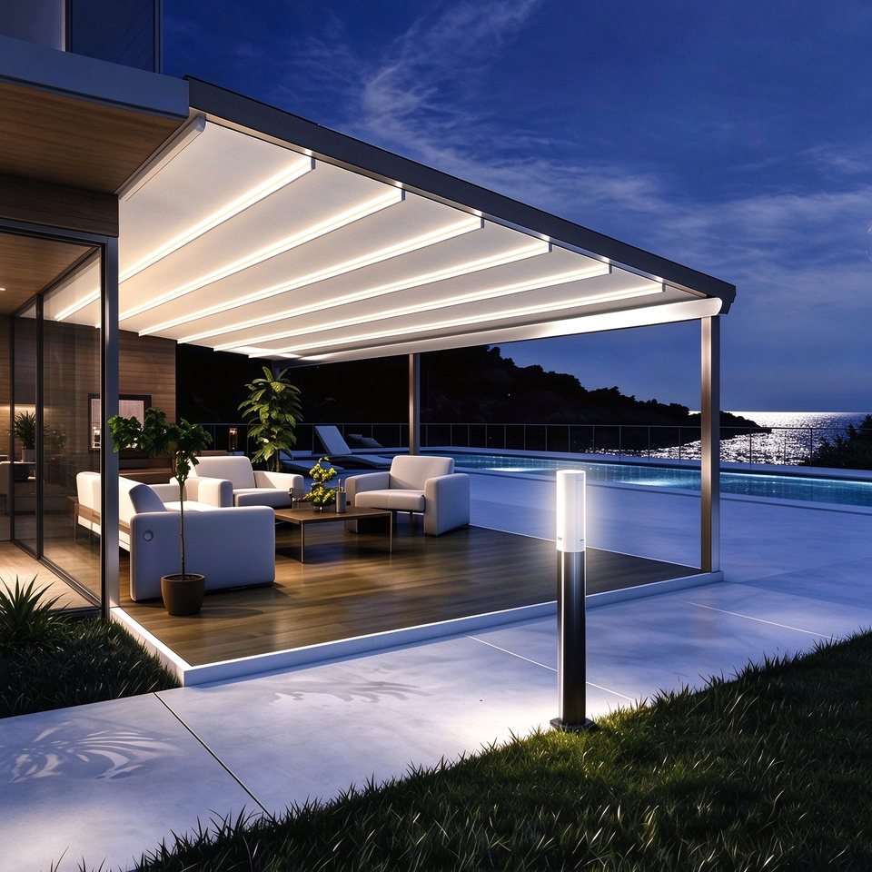 Protection Metre Motorized Retractable Aluminum Pergola Awning Waterproof Sun and Rain ...