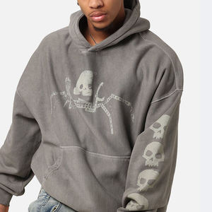 Hot Sale Fashion Men's Loose Hooded <strong>Pullover</strong> Making <strong>Old</strong> Skull Pattern Cotton Hoodies Custom Spring Autumn Casual Hoodies - Product Image 5