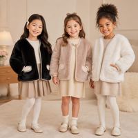Manteau en fausse fourrure de renard pour filles, veste chaude en peluche pour enfants avec garniture de perles, vente en gros
