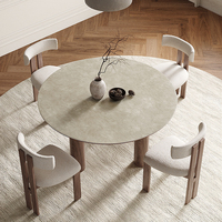 Purely Feel Französisch Retro Rock Board runden Tisch Wabi-Sabi Haushalt moderne nordische Eschenholz Esstisch und Stuhl Kombination