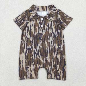 Prêt à expédier bébé garçons printemps automne vêtements pays chasse vie Camouflage imprimé chemise à manches courtes barboteuse - Product Image 2