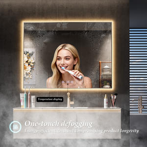 مرايا حائطية بإضاءة خلفية قابلة للتعتيم تدريجيًا مع مزيل للضباب ومقاومة للكسر وذاكرة وإضاءة بثلاثة ألوان - Product Image 4