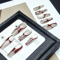 Faux ongles à presser en acrylique, assortiment aléatoire, longs, forme cercueil, unis, vente en gros